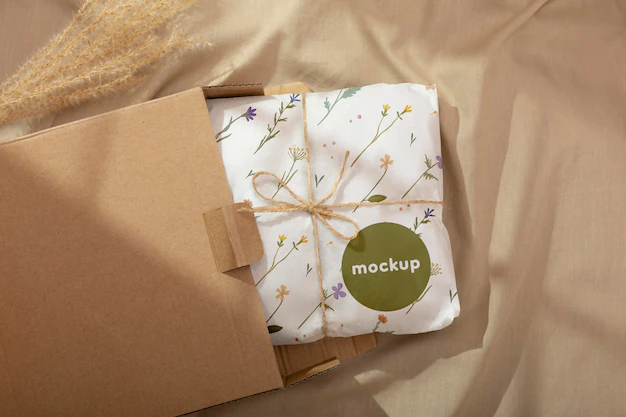 Free PSD | Elegant wrapping paper real context mockup