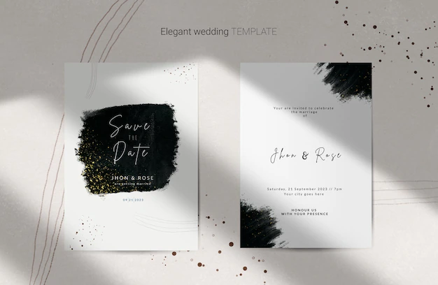 Free PSD | Elegant wedding invitation card template