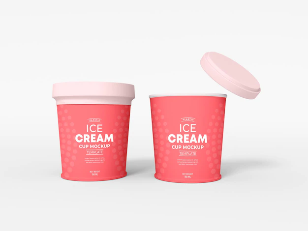 Free PSD | Ice cream cup packaging mockup