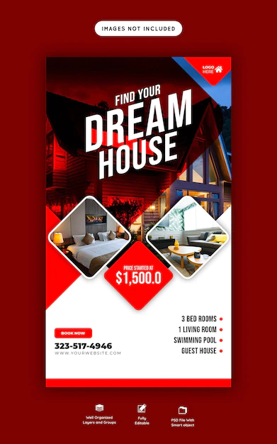 Free PSD | Real estate house property instagram and facebook story template