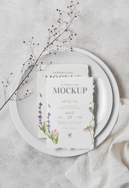 Free PSD | Arrangement of wedding mock-up cards