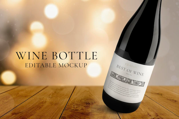 Free PSD | Wine bottle mockup psd, editable elegant design