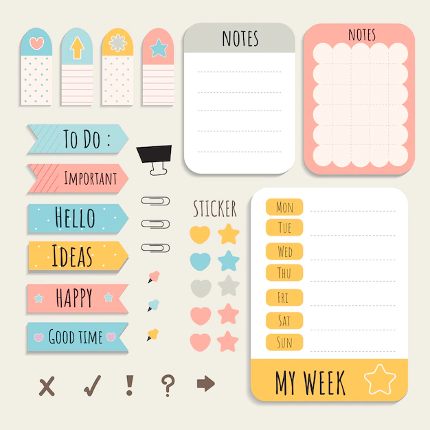 Free Vector | Colorful stationery set