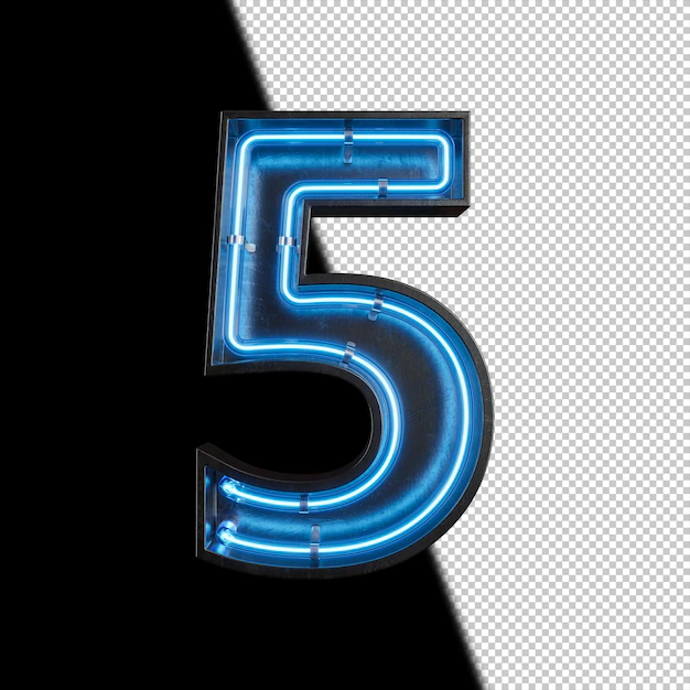 Free PSD | Number 5 made from neon light