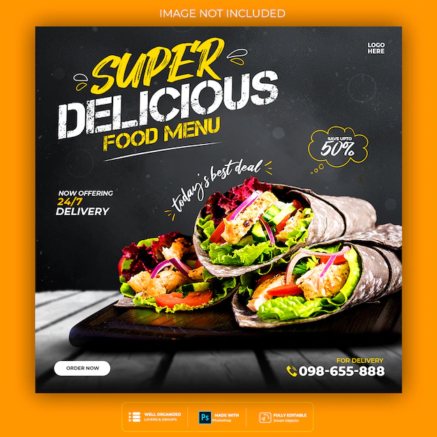 Free PSD | Food social media promotion and instagram banner post design template