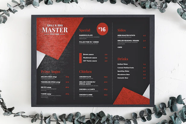 Free PSD | Restaurant menu concept mock-up