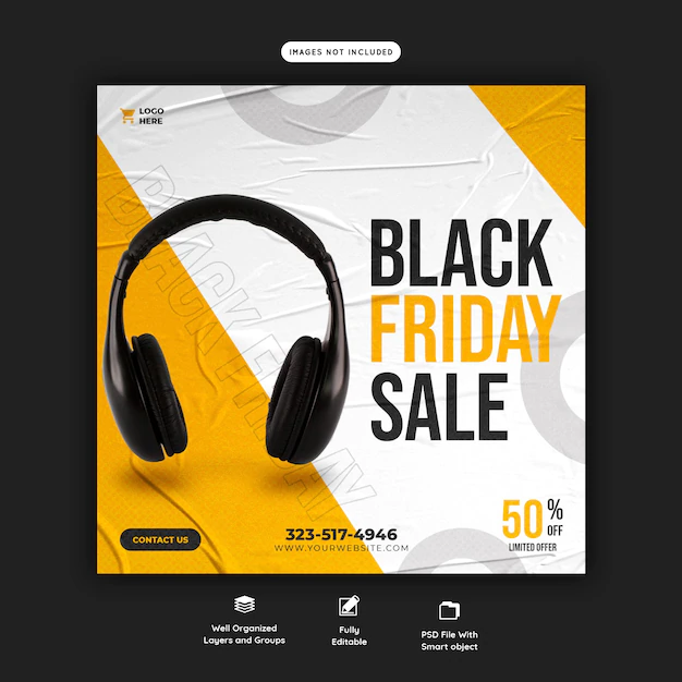 Free PSD | Black friday super sale social media banner template