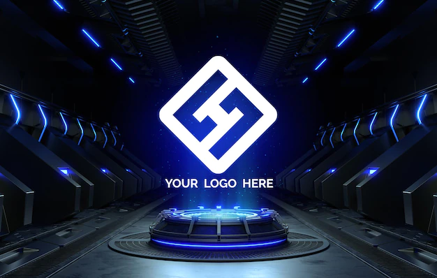 Free PSD | Futuristic pedestal for logo mockup