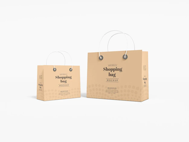 Free PSD | Kraft paper shopping bag branding mockup