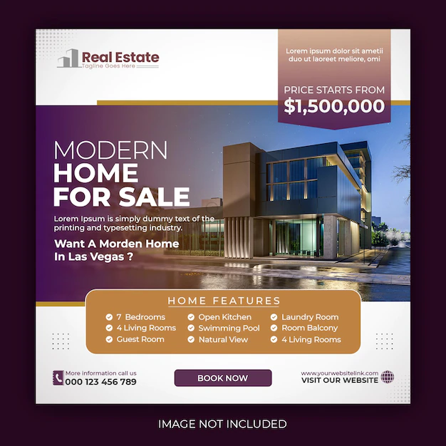Free PSD | Real estate house property instagram post or square web banner  template