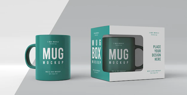 Free PSD | Mug box mock-up assortment