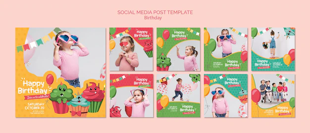 Free PSD | Birthday social media post template