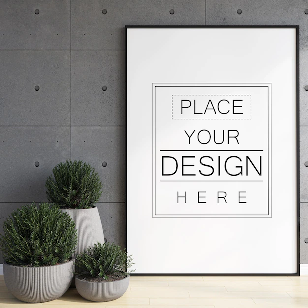 Free PSD | Poster frame in living room  mockup