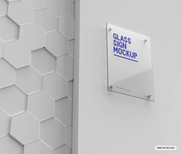 Free PSD | Glass sign mockup