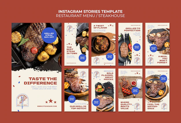 Free PSD | Restaurant menu instagram stories templates