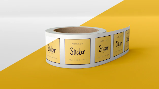 Free PSD | Sticker roll mock up