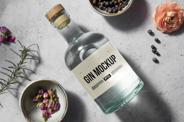 Free PSD | Gin labeling design mockup