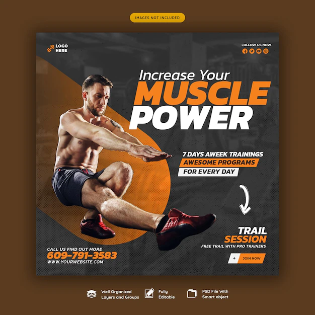 Free PSD | Gym and fitness social media banner template