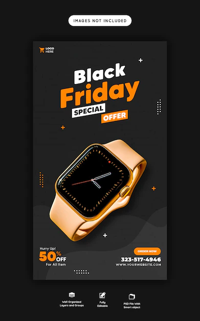 Free PSD | Black friday special offer instagram and facebook story banner template