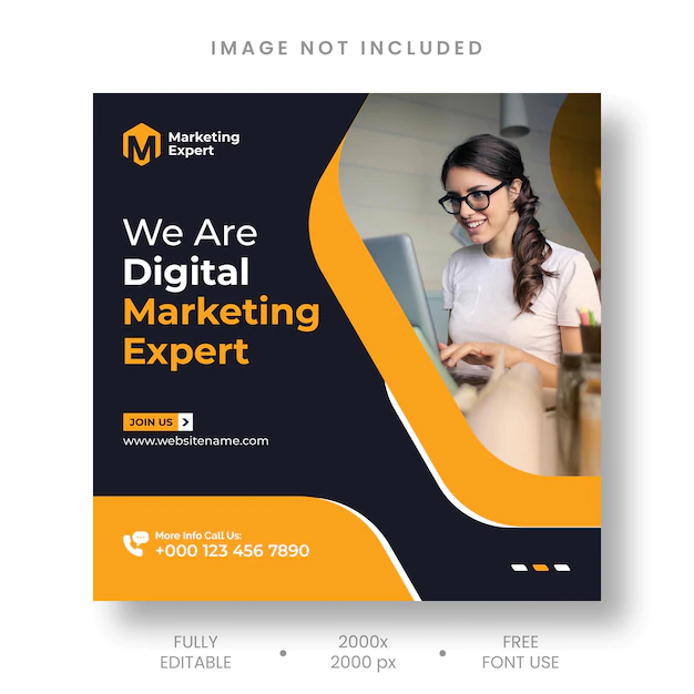 Free PSD | Digital marketing agency instagram post and social media banner template