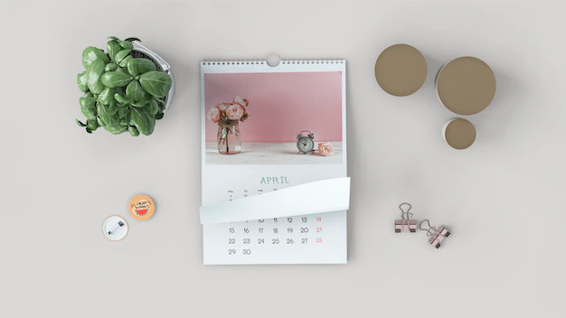 Free PSD | Decorative flat lay calendar mockup