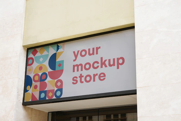 Free PSD | Mockup sign store city