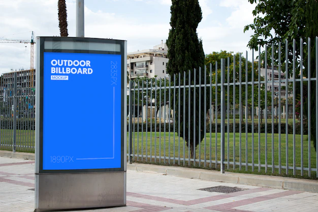 Free PSD | Outdoor billboard next to park