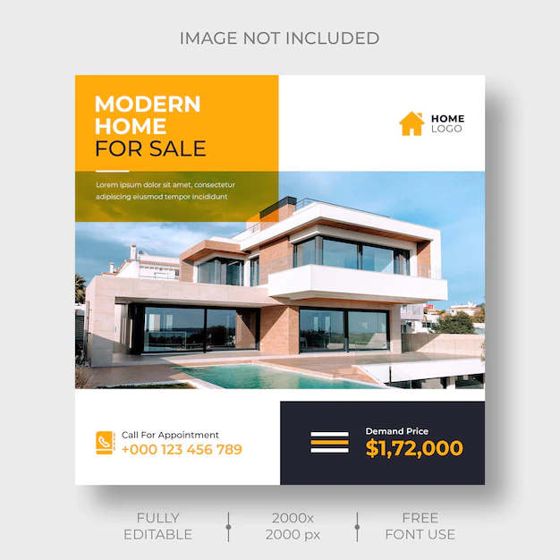 Free PSD | Real estate social media or instagram post banner template