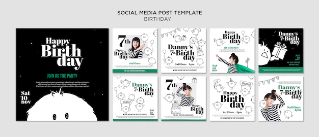 Free PSD | Birthday social media post template