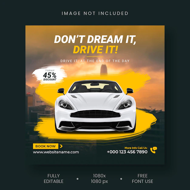 Free PSD | Car rental instagram social media post banner template