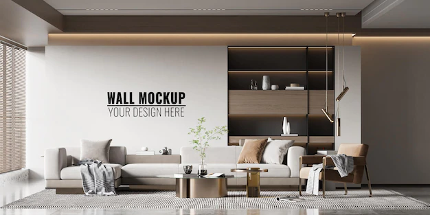 Free PSD | Interior living room wall mockup