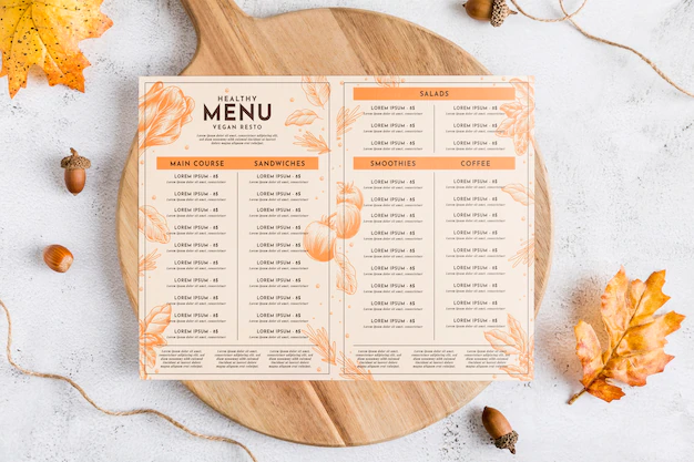 Free PSD | Restaurant menu concept mock-up