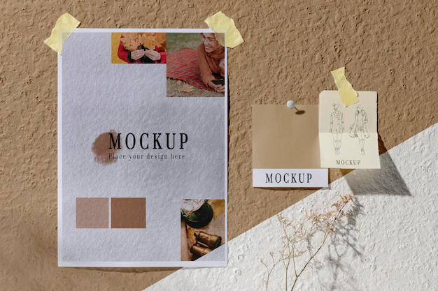 Free PSD | Top view of beautiful autumn moodboard mock-up