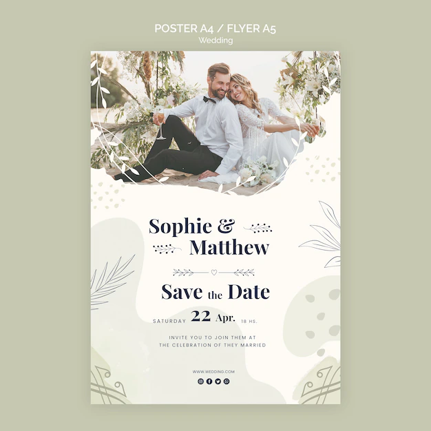 Free PSD | Flat design wedding template