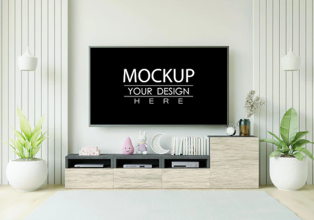 Free PSD | Tv in living room mockup