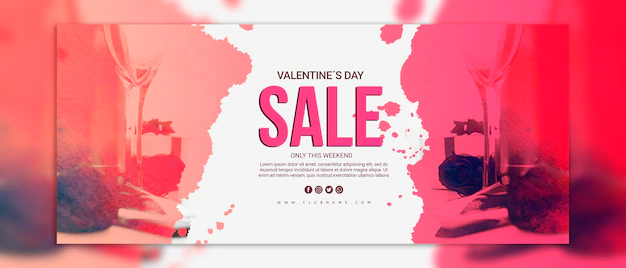 Free PSD | Valentines day sale banners mockup