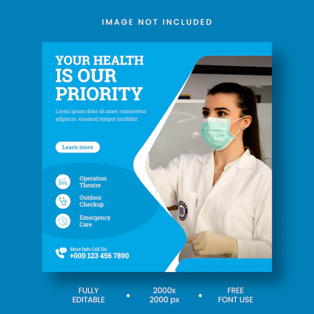 Free PSD | Medical health social media and instagram post banner