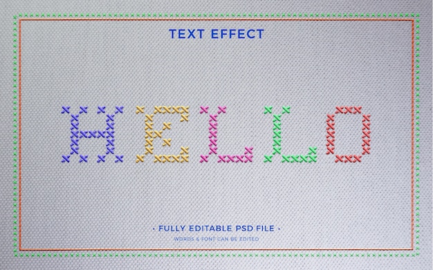 Free PSD | Cross stitch text effect