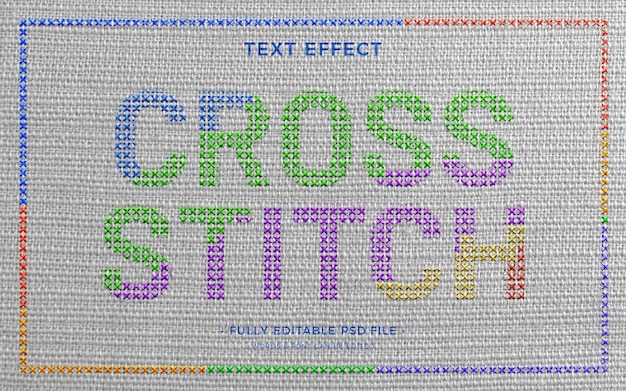 Free PSD | Cross stitch text effect