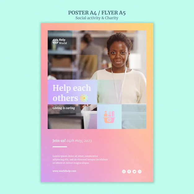 Free PSD | Gradient charity template design