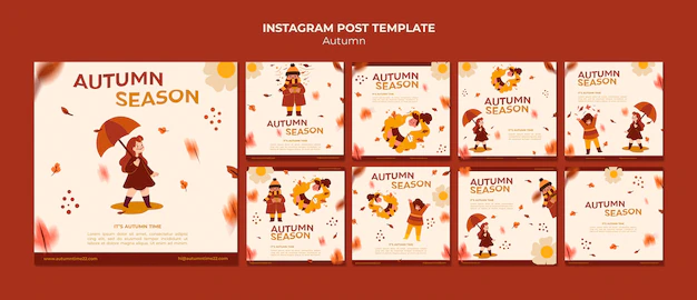 Free PSD | Flat design autumn season template