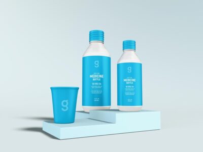 Free PSD | Glossy cosmetic bottle branding mockup