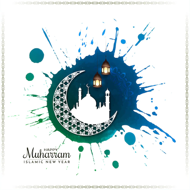 Free Vector | Happy muharram and islamic new year crescent moon background vector