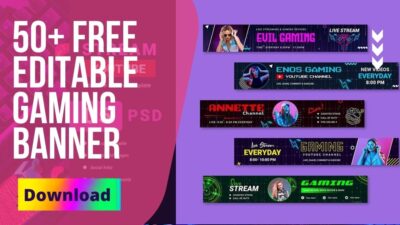 50+ Editable YouTube Channel Gaming Banner Templates & Channel Art