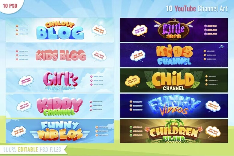 Child Channel - 10 Youtube Banners free download