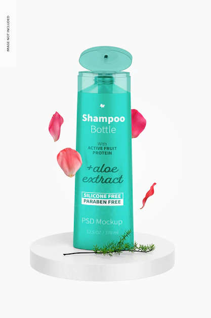 Free PSD | 12.5 oz shampoo bottle mockup, front view
