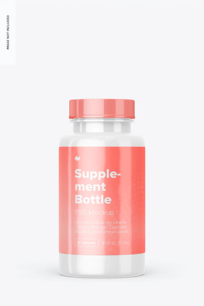 Free PSD | 150 cc supplement bottle mockup, front view