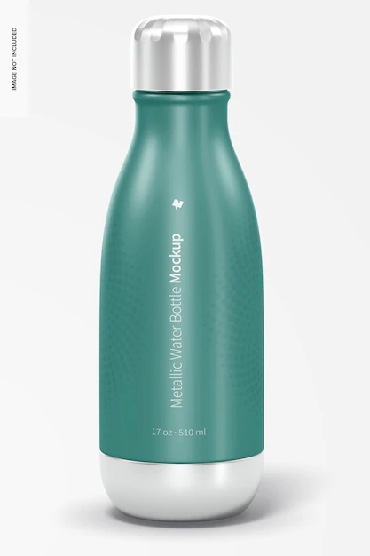 Free PSD | 17 oz metallic water bottle mockup, front view