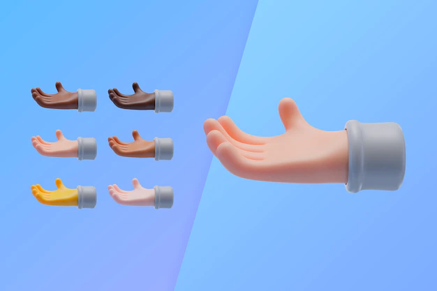 Free PSD | 3d collection with hands begging