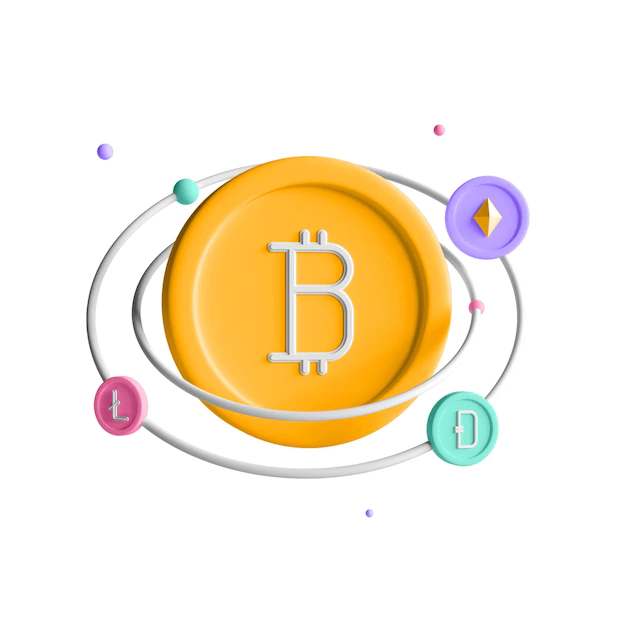 Free PSD | 3d cryptocurrency icon bitcoin illustration